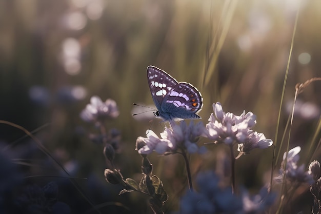 Butterfly on a blooming flower Generative AI