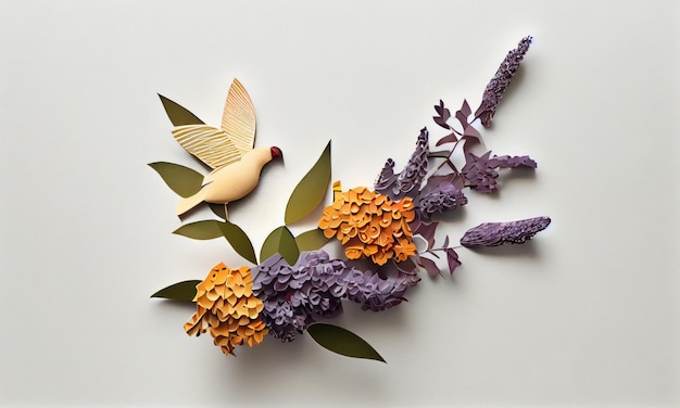 Butterfly bush flower made of paper craft Generative AI