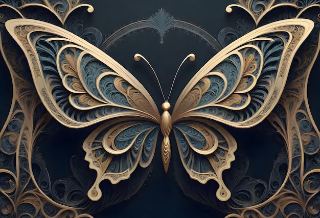 Butterfly Carving Sculpture Generative AI