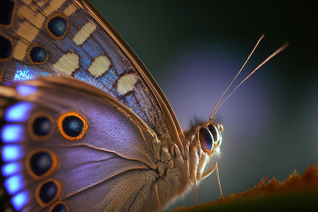 Butterfly in close up side view