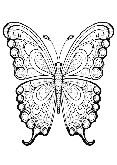 Photo butterfly coloring page butterfly line art coloring page butterfly outline illustration for coloring page animals coloring page butterfly coloring pages and book ai generative