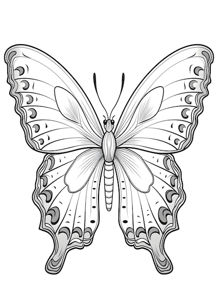 Фото Красивая страница бабочка линия бабочка искусство красивая страница очертание бабочки иллюстрация для красивой страницы животные красивая страница бабочка красивые страницы и книга ии генератив