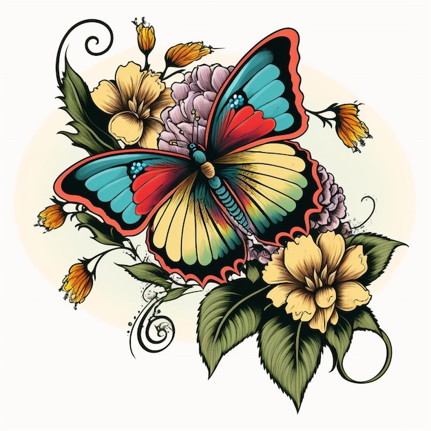 Butterfly Flash Tattoo Design