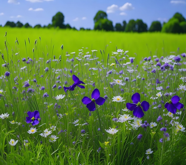 butterfly flies over small wild white flower