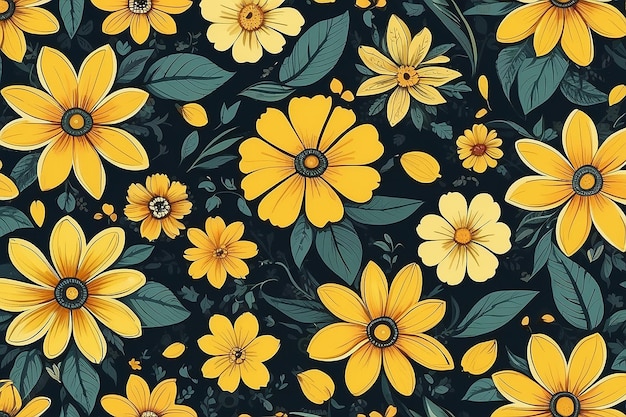 Butterfly flower background yellow pattern