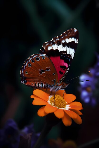 A butterfly on a flower in the garden