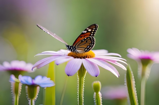 庭の花の蝶