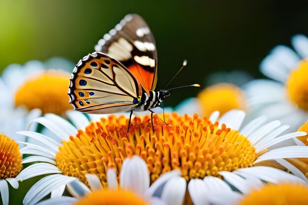 A butterfly on a flower in the garden