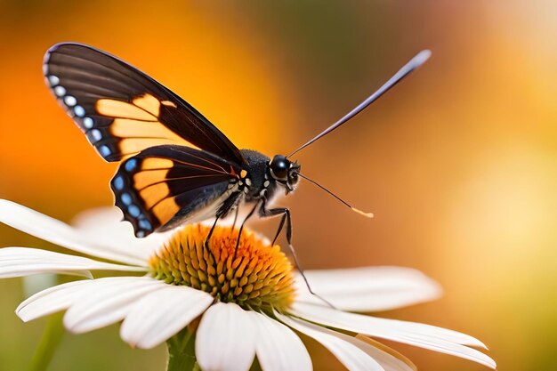 A butterfly on a flower in the garden