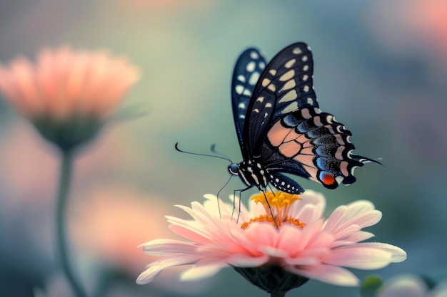 Photo butterfly flower generate ai