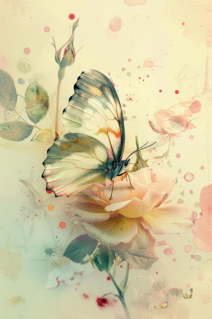 Butterfly on Flower Painting