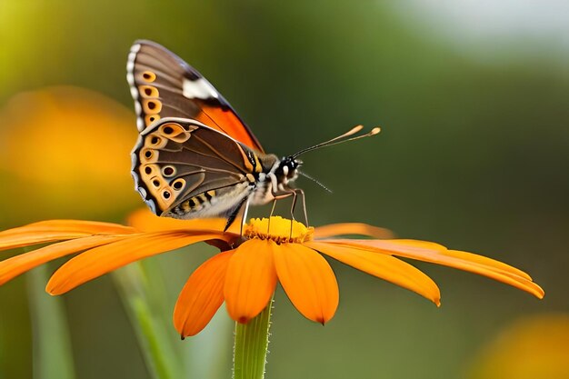 A butterfly on a flower with the number 3 on it