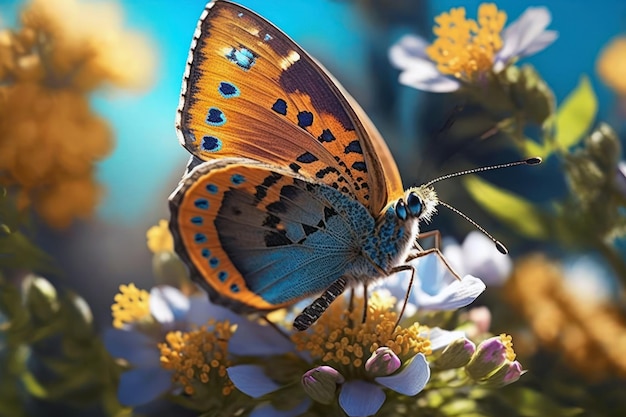 A butterfly on a flower with the word butterfly on it