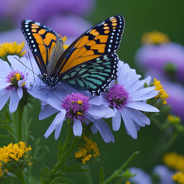 A butterfly on flowers generated by ai