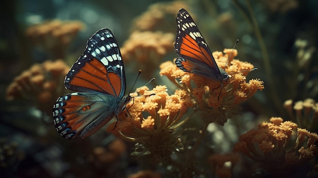 Butterfly on flowers Generative Ai