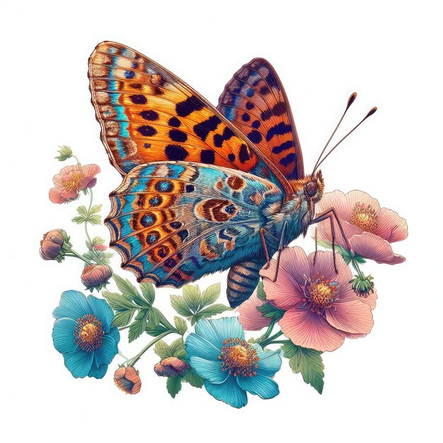 Butterfly on the flowers illustration