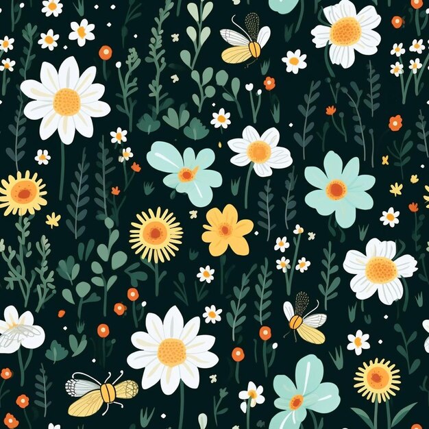 A butterfly and flowers wallpaper with butterflies and flowers.