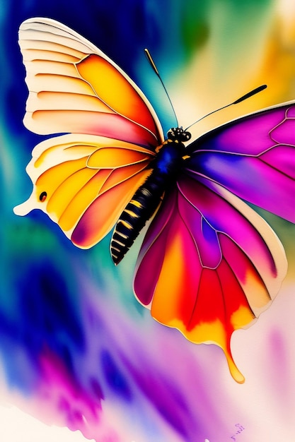 A butterfly flying over a flower