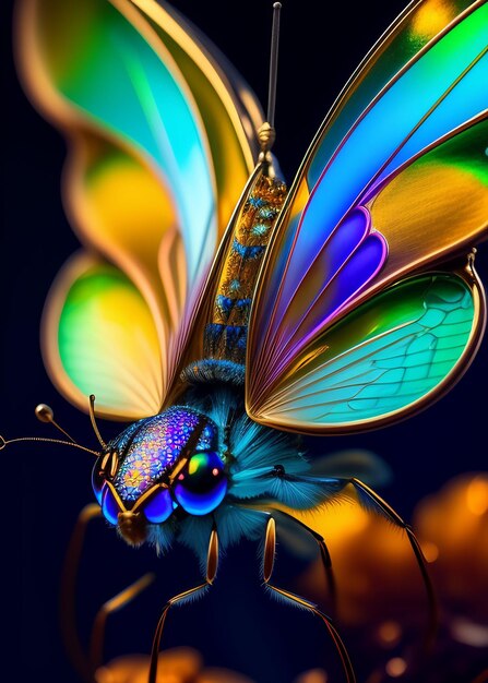 A butterfly flying over a flower