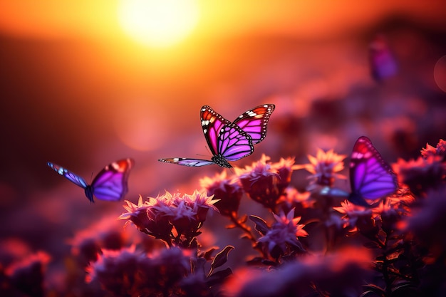 butterfly flying over flowers