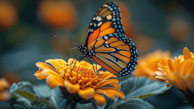 butterfly flying ove flower garden