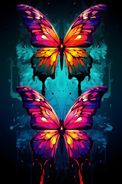 butterfly in a glich design poster