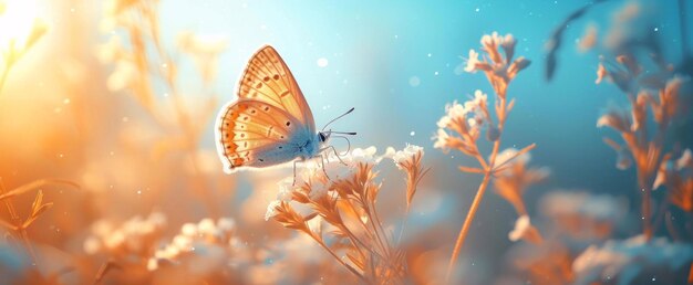 Бабочка на траве бабочка на луге