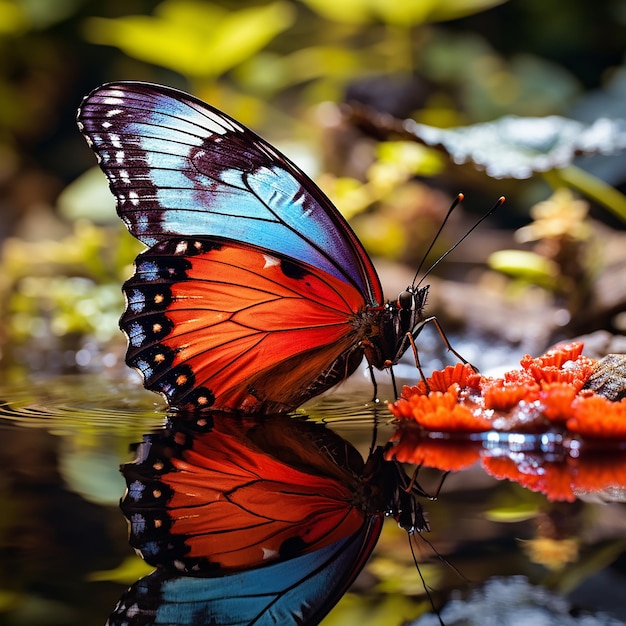 Butterfly in the grass meadow at night ai generated image