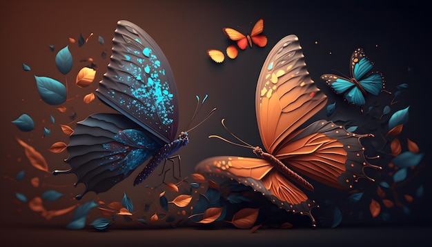 A butterfly is on a black background with the word butterfly on it.