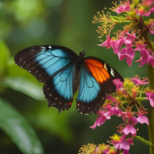 a butterfly is on a flower in the garden