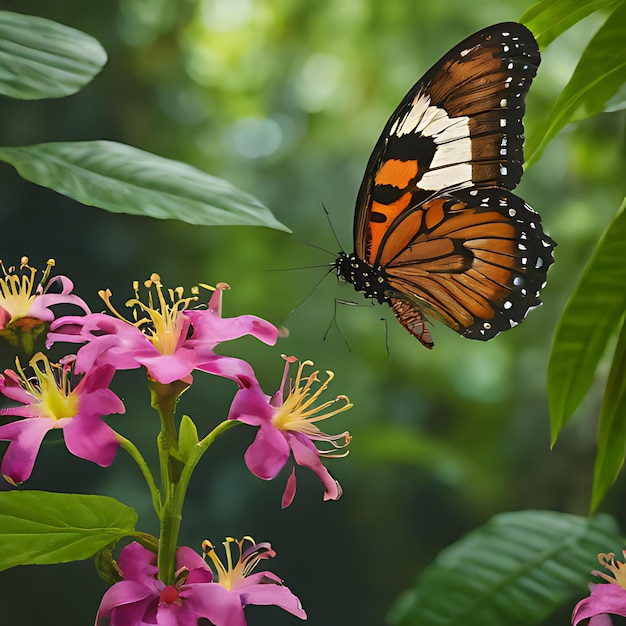 a butterfly is on a flower in the garden