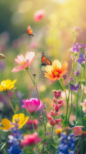 Photo a butterfly is on a flower in the garden