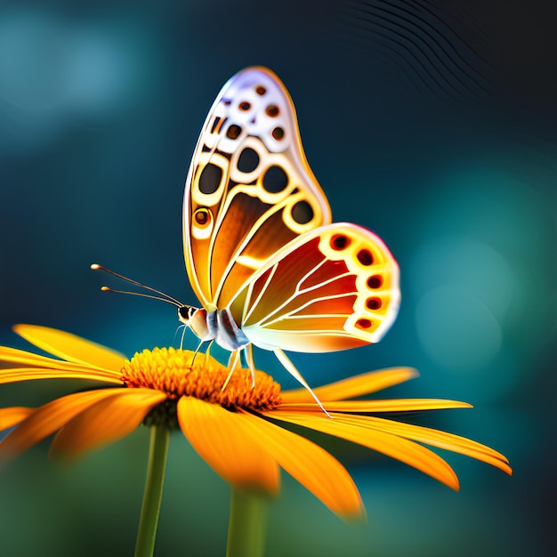 a butterfly is on a flower with the background of the image of a butterfly