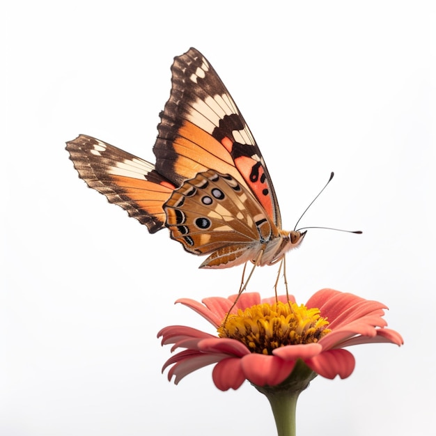 A butterfly is on a flower with the word butterfly on it.