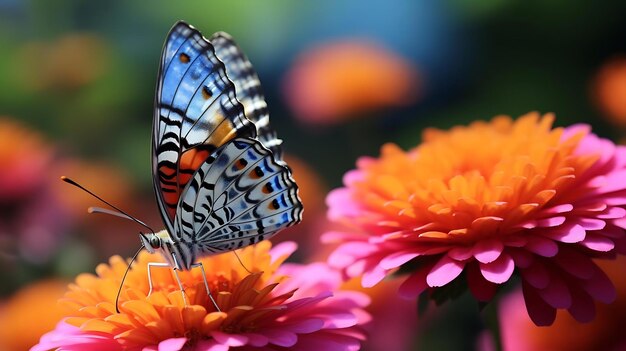 A butterfly is on a flower