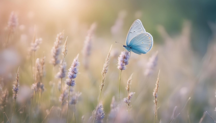 Photo a butterfly is flying in the air with the sun behind it