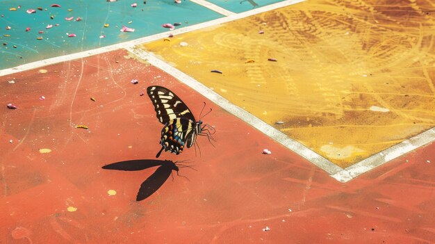 Photo a butterfly is on the ground and the butterfly is on the ground