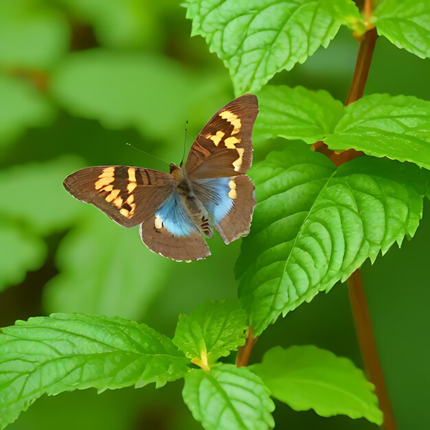 Photo a butterfly is on a leaf with the letter h on it