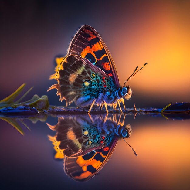 A butterfly is sitting on a flower with a blurry background