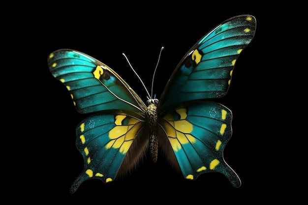 Butterfly isolated on black background Generative AI