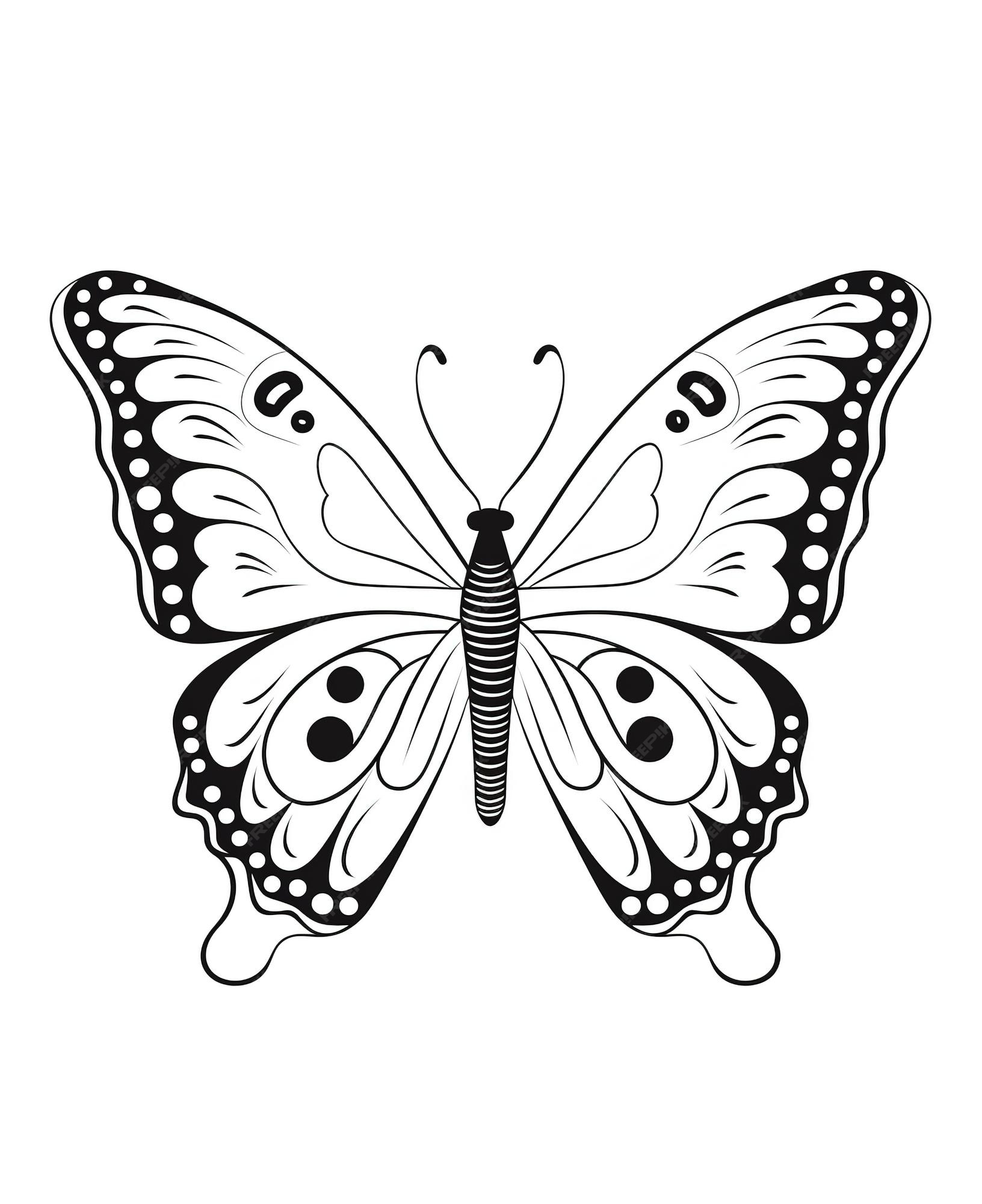 Premium Photo | Butterfly isolated on white background Coloring for