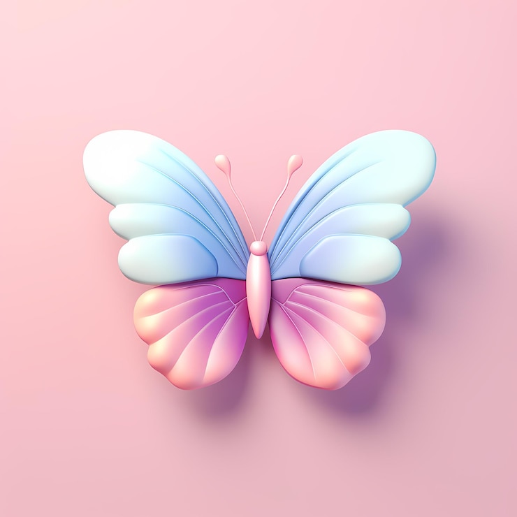 Photo butterfly isometric 3d soft pastel colors