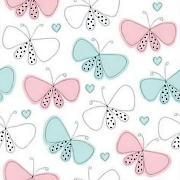 Photo butterfly leaf flower seamless pattern