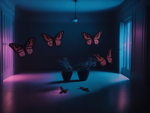 Photo butterfly lights in the dark illustration
