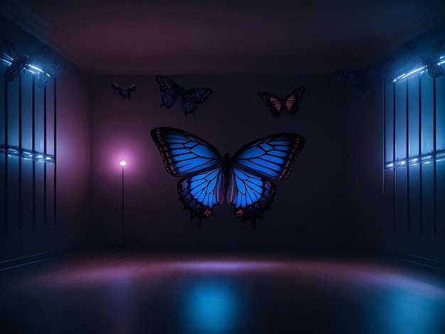 Photo butterfly lights in the dark illustration