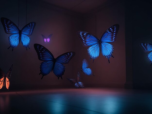 Photo butterfly lights in the dark illustration