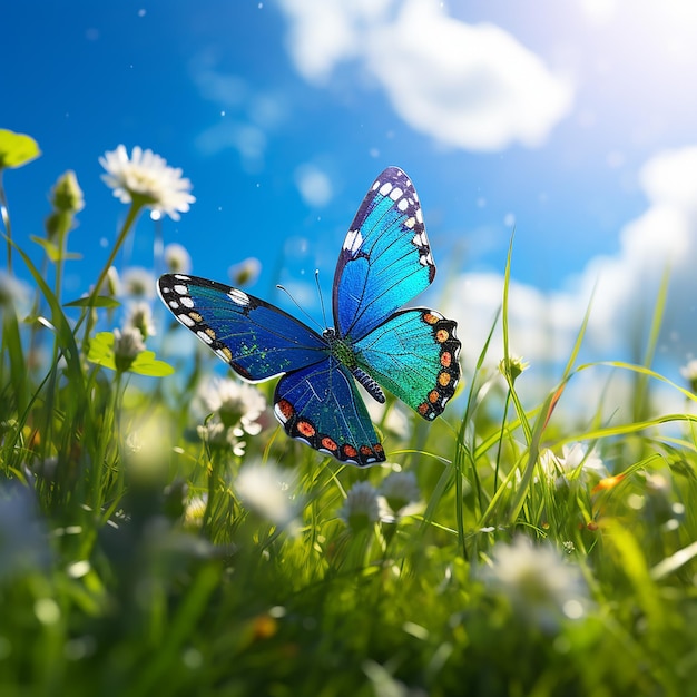 Butterfly magic under blue sky