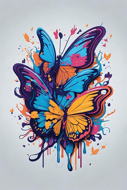 Butterfly magic splash colorful flat design sticker vector no background