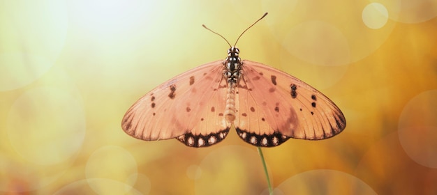 Butterfly in meadow with autumn scene