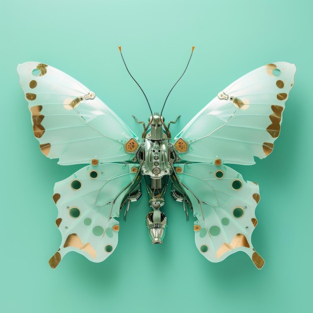 butterfly on mint background